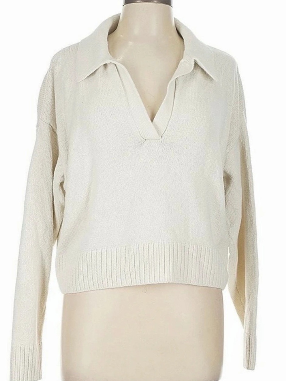 Reformation V-Neck Organic Cotton Sweater Size Large Like New